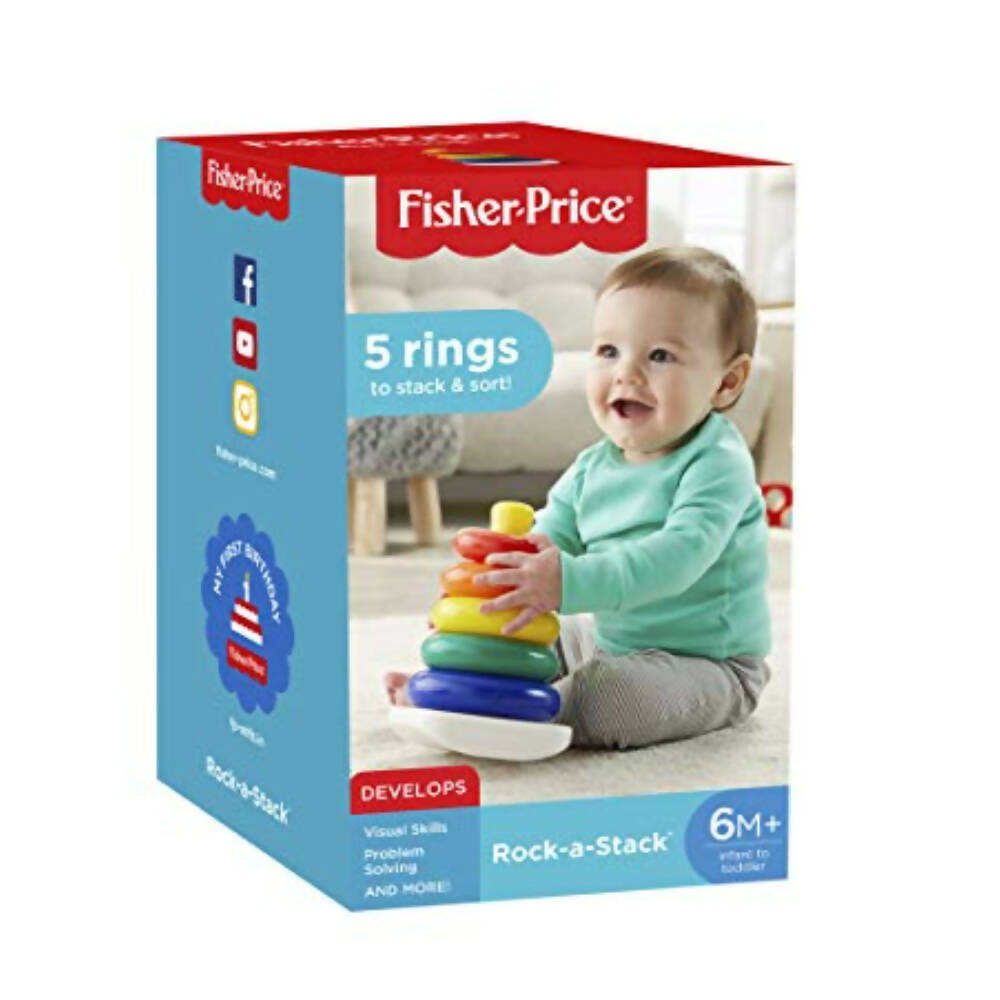 Fisher Price Rock-A-Stack - Classic Stacking Toy With 5 Colorful Rings - Grab2buy