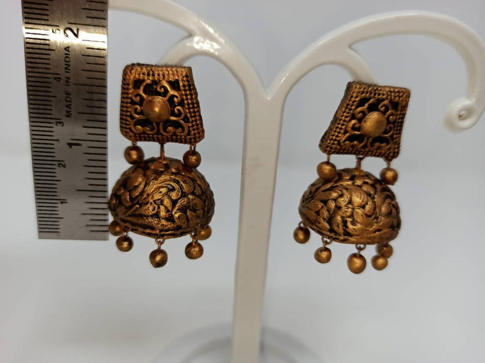 Terracotta Dazzling Temple Jhumkas