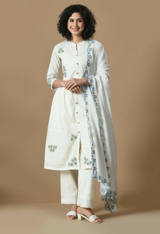Joban Fashion White Cotton Kurta Set