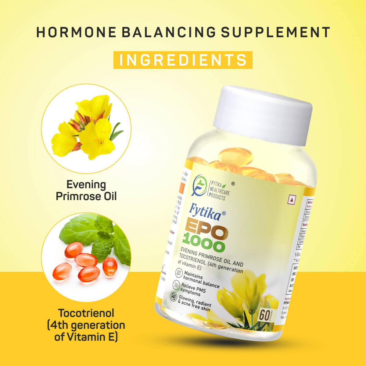 Fytika Epo 1000 Evening Primrose Oil and Tocotrienol Capsules - Distacart