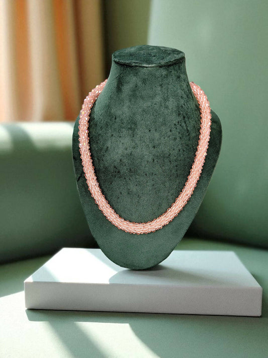 Inhanns Noor-E-Jalwa – Handmade Crystal Bead Necklace / Necklace With Earrings -Adjustable - Peach