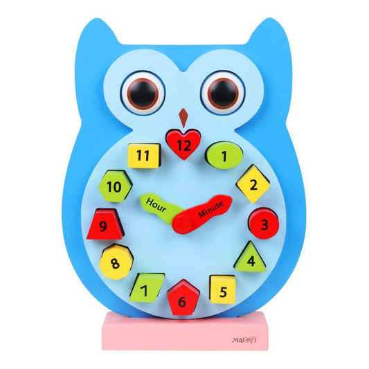 Matoyi Wooden Colorful Owl Clock With Magnetic Blocks - Grab2buy
