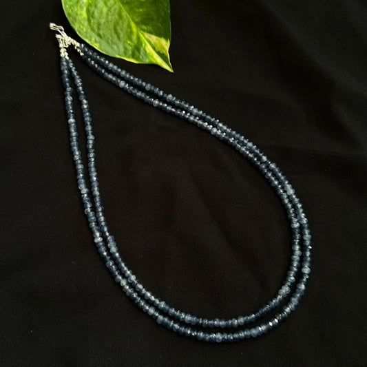 Joban Fashion Women Blue 2 Layer Agate Necklace, Silver Finish