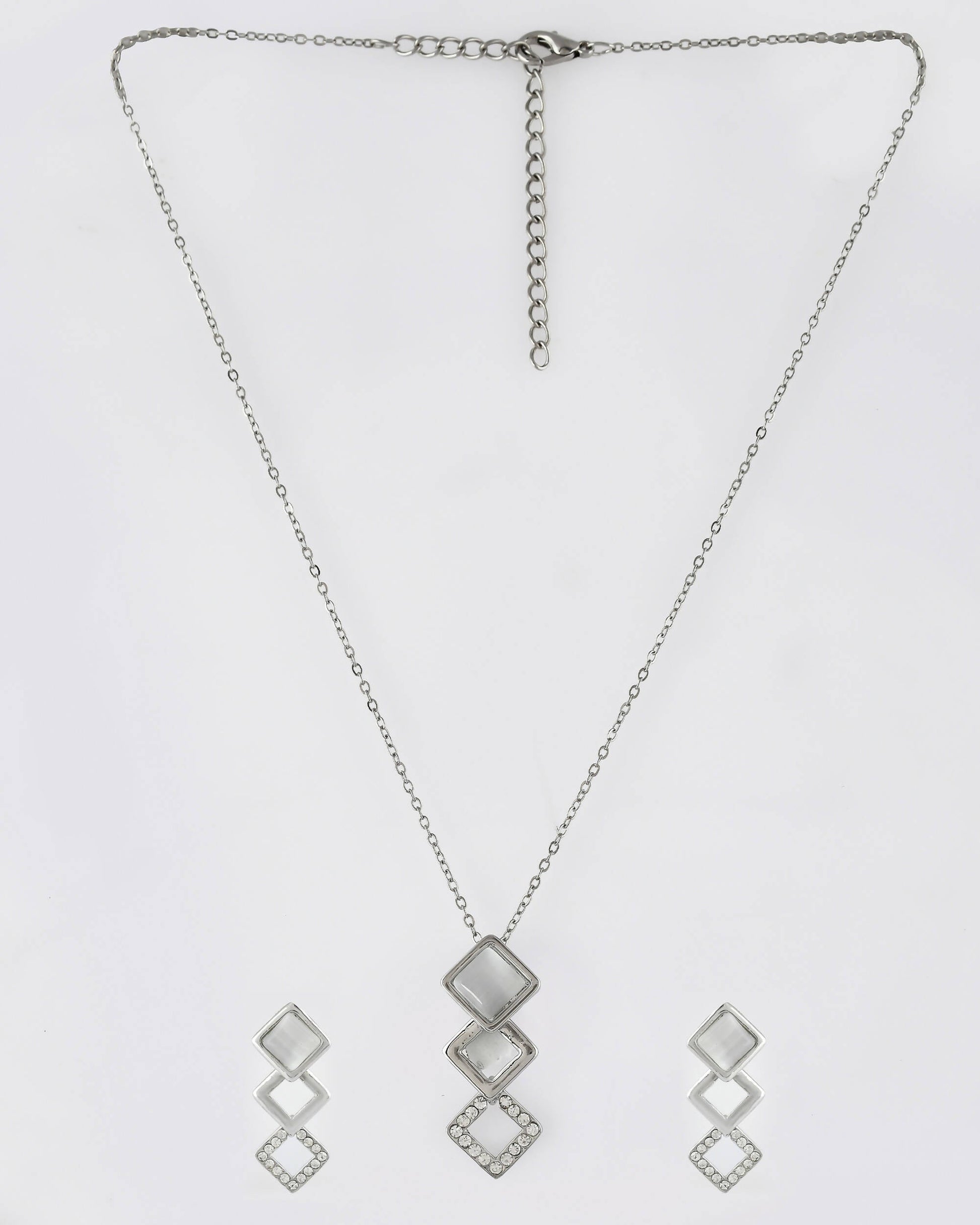 VOJ Stainless Steel Silver Silver Jewellery Set (Pack of 2) - Grab2buy
