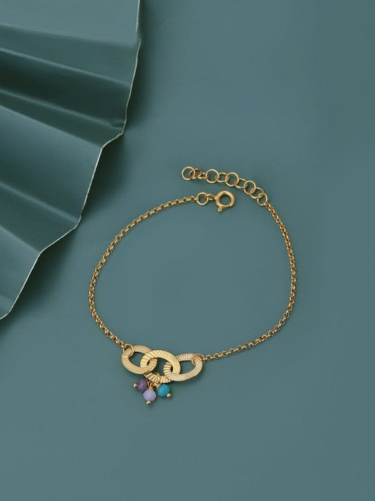 Gold-Polished with Glass Beaded Charm Bracelet - Wahe Jewels | Grab2Buy