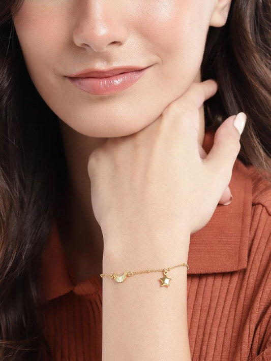 Gold-Polished with Moon & Star Charm Bracelet - Wahe Jewels | Grab2Buy