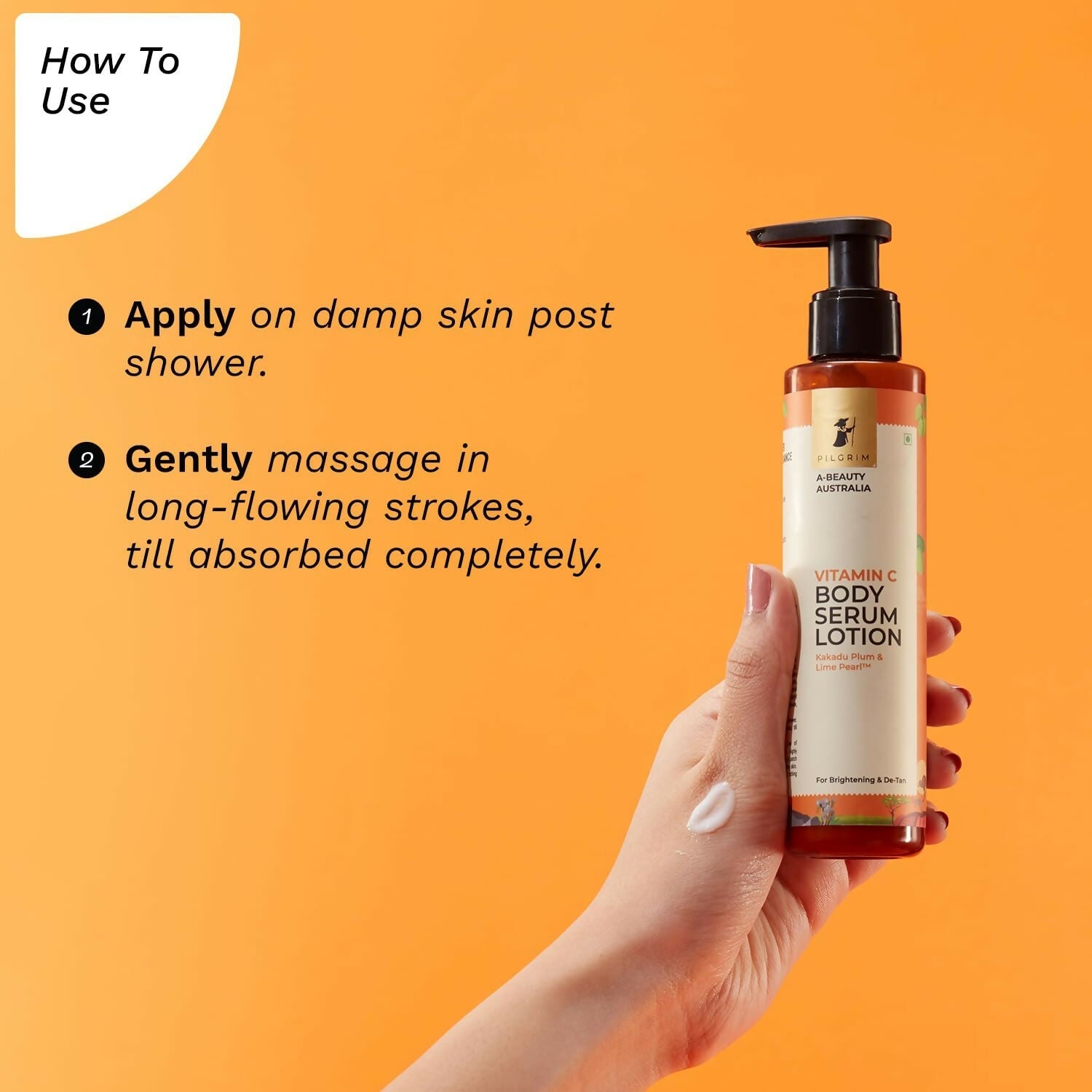 Pilgrim Australian Vitamin C Body Serum Lotion with Kakadu Plum & Lime Pearl, Fades Dark Spots & Evens Skin Tone For Brightening & Detan - Grab2buy