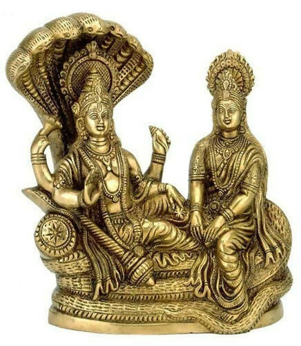 Pranchi Brass Idol Of Lord Vishnu Laxmi On Sheshnag - Grab2buy