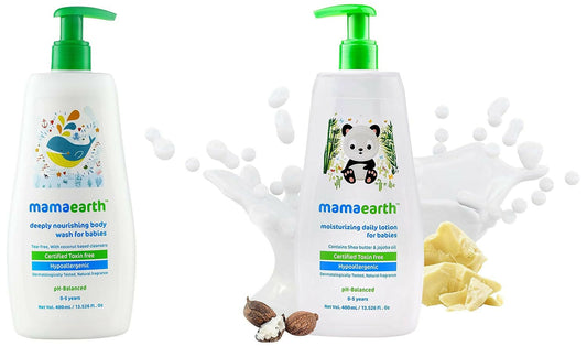 Mamaearth Daily Moisturizing Lotion & Deeply Nourishing Natural Baby Wash Genie India