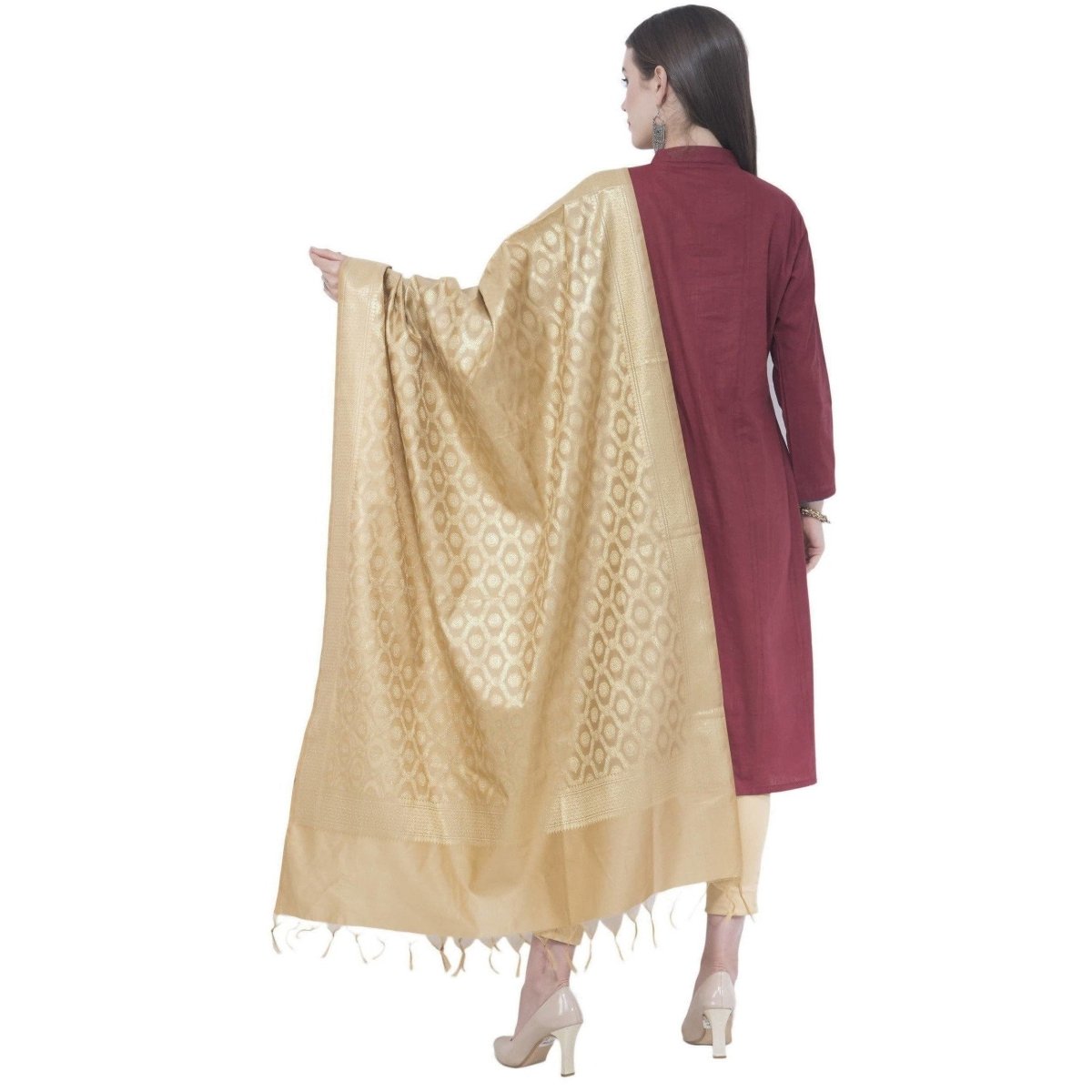 A R SILK Golden Color Vns pastle Chanderi cotton Dupattas and Chunnis