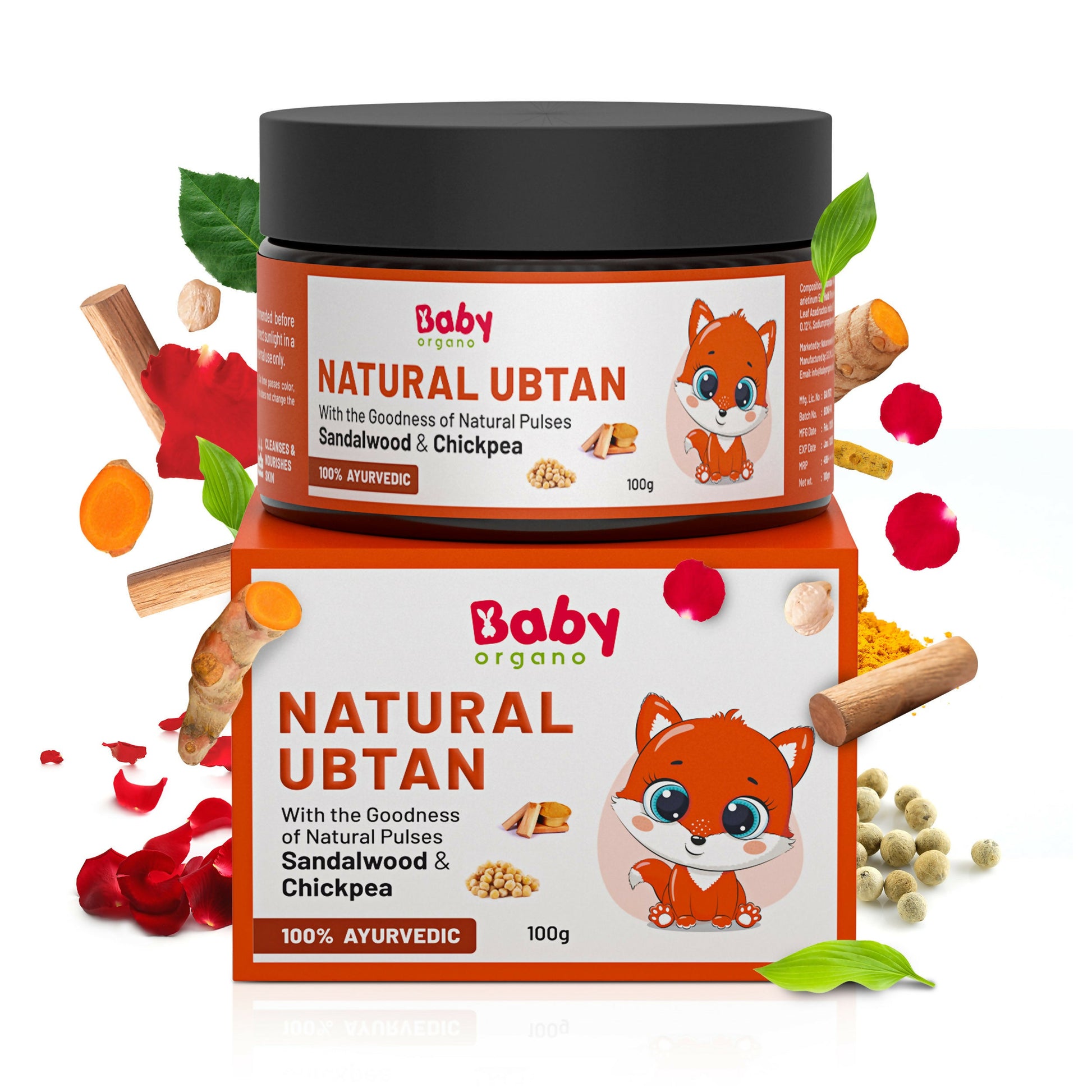 Babyorgano Natural Ubtan Face Pack, Skin Lightening and Tan Removal For Babies - Grab2buy
