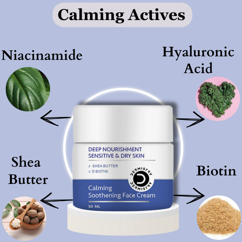 Dermistry Sensitive & Dry Skin Care Deep Nourishment Calming Soothing Face Cream Shea Butter Biotin - Grab2buy