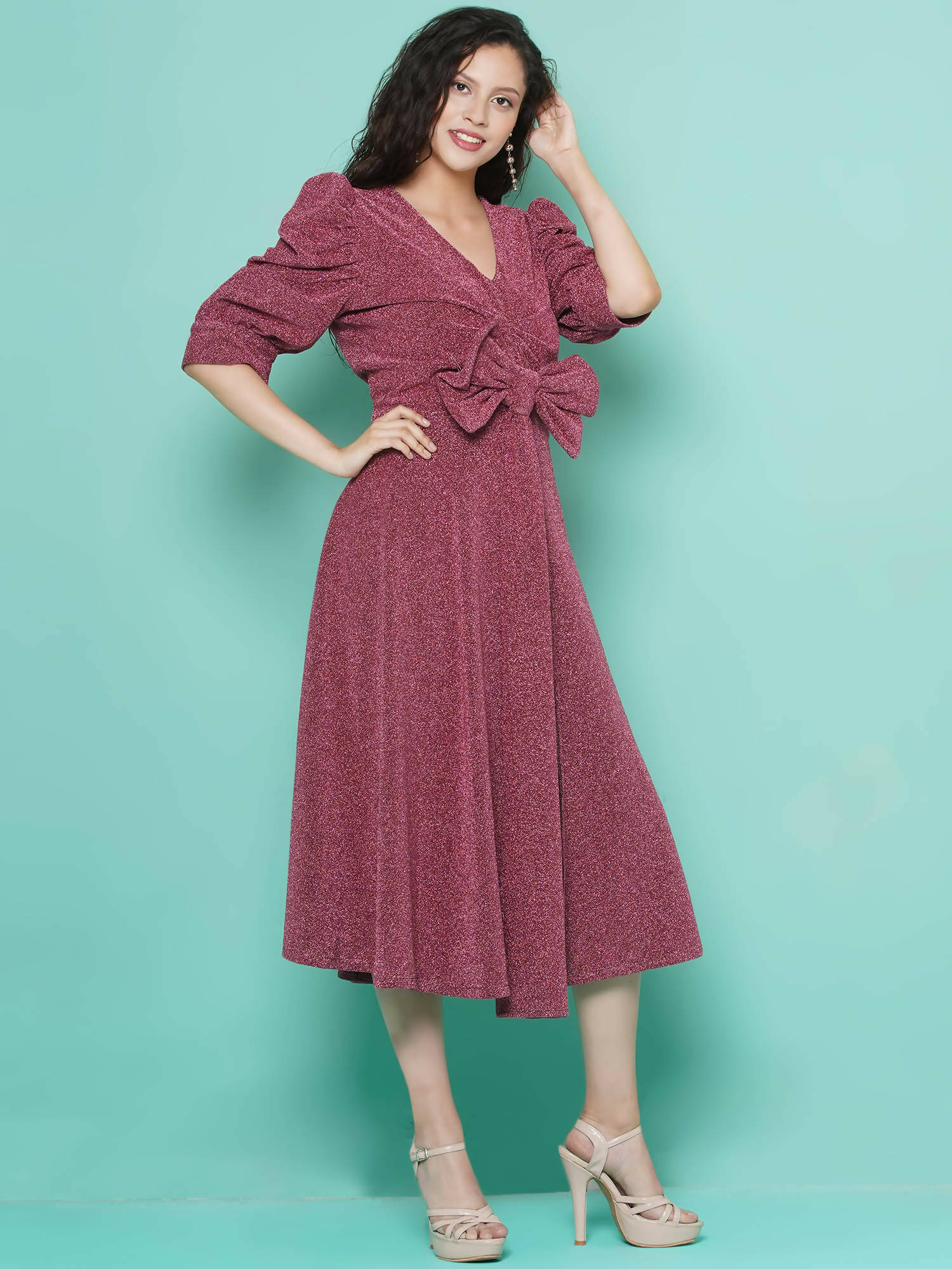 Women Republic Pink Dress with Attached Bow - Grab2buy