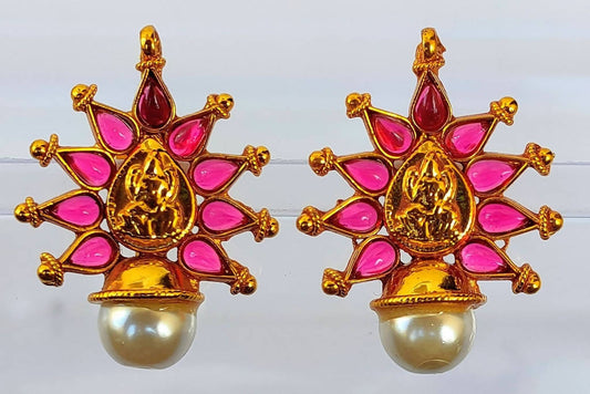 Pink Kemp Temple Earrings - Grab2buy