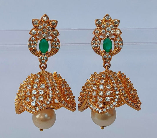 AD Emerald Jhumkas Grab2Buy Mokshi Collections Grab2Buy