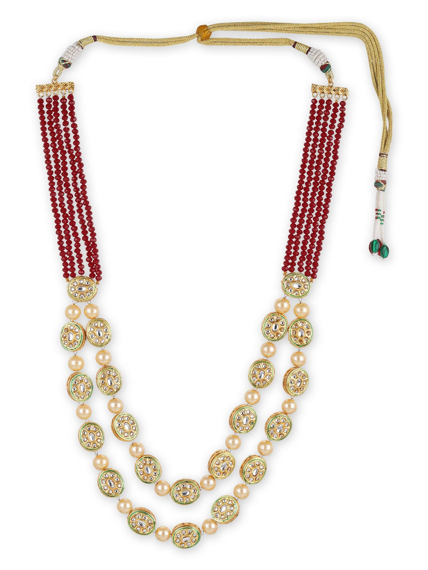 Gold-Toned Red Brass Gold-Plated Necklace - Ruby Raang - Grab2buy