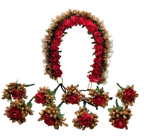 Red Hair Gajra With Brooches Grab2Buy Mokshi Collections Grab2Buy