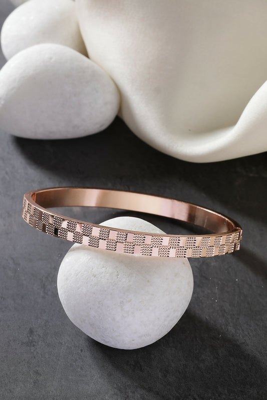 NVR Men's Rose Gold Stainless Steel Kada Bracelet