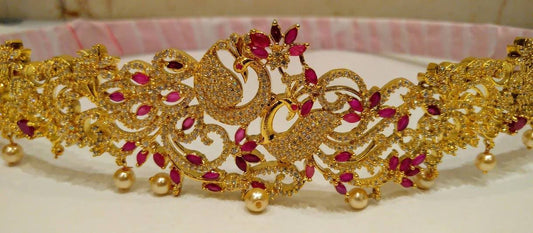 AD Ruby Peacock Bridal Waist Belt Grab2Buy Mokshi Collections Grab2Buy