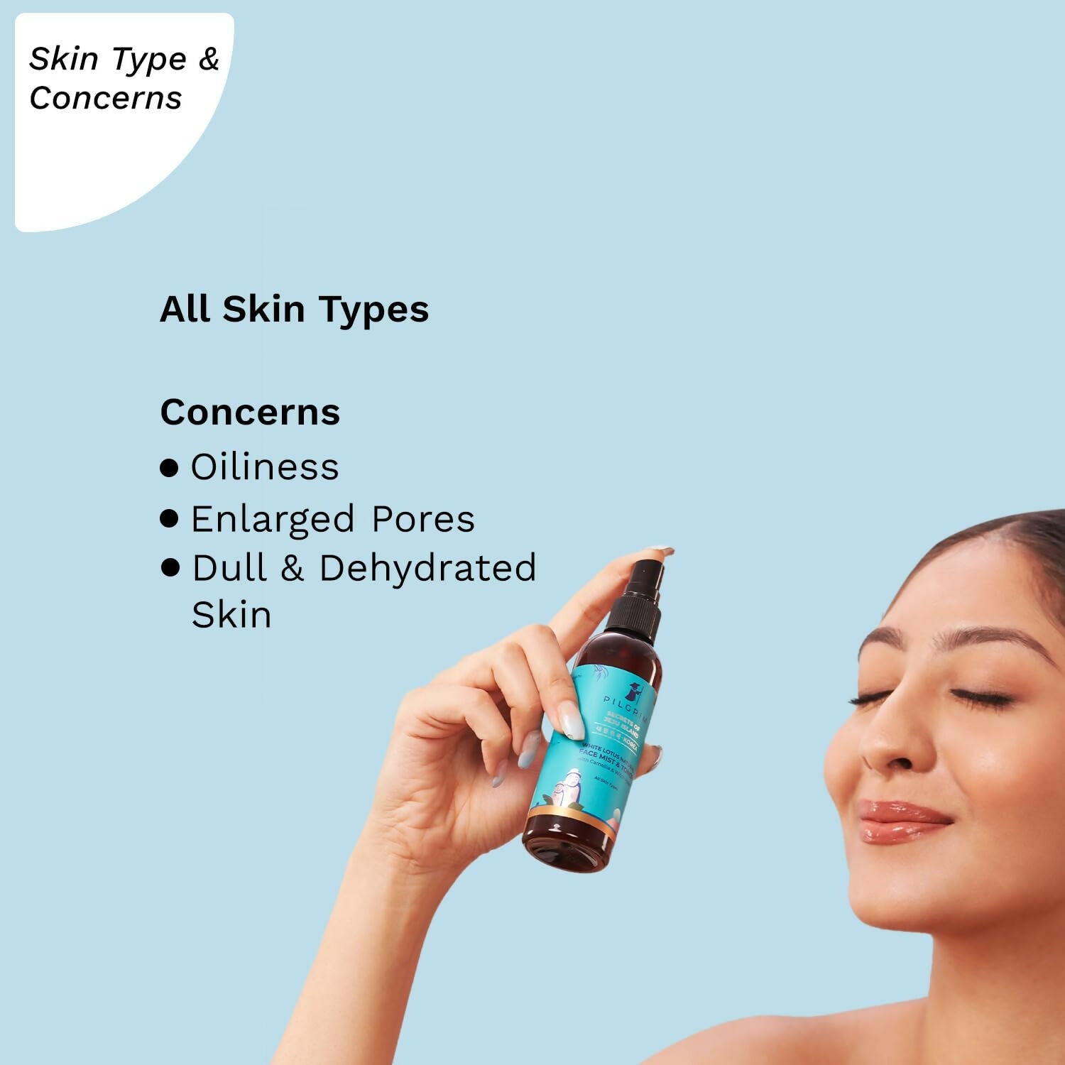 Pilgrim Korean Beauty White Lotus Refreshing Face Mist & Toner With Camellia & Witch Hazel For Glowing Skin - Grab2buy