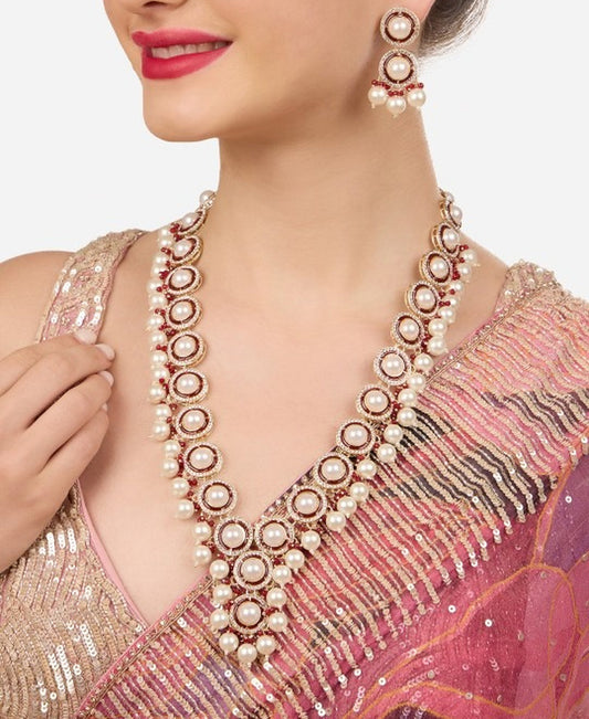 Jewel City Indian Elegant Gold Plated Stone Studded & Beaded Jewellery Set | Grab2Buy