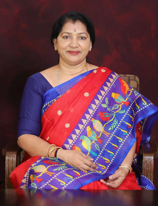 Red Colour Grab2Buy With Paithani Print Semi Soft Silk Kota Grab2Buy By Gayathri Reddy Designer Studio