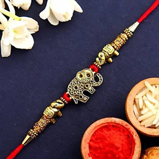 Ethnic Elephant Pearl Rakhi & Cadbury Temptations