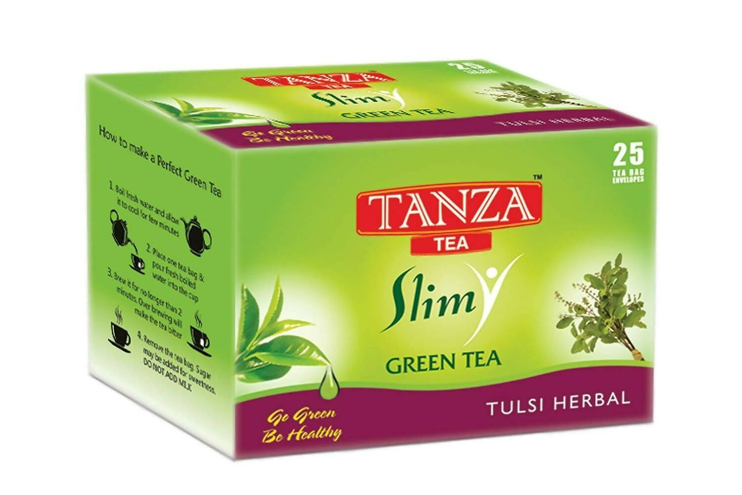 Tanza Tea Slim Green Tea Bags Tulsi Herbal - Grab2buy