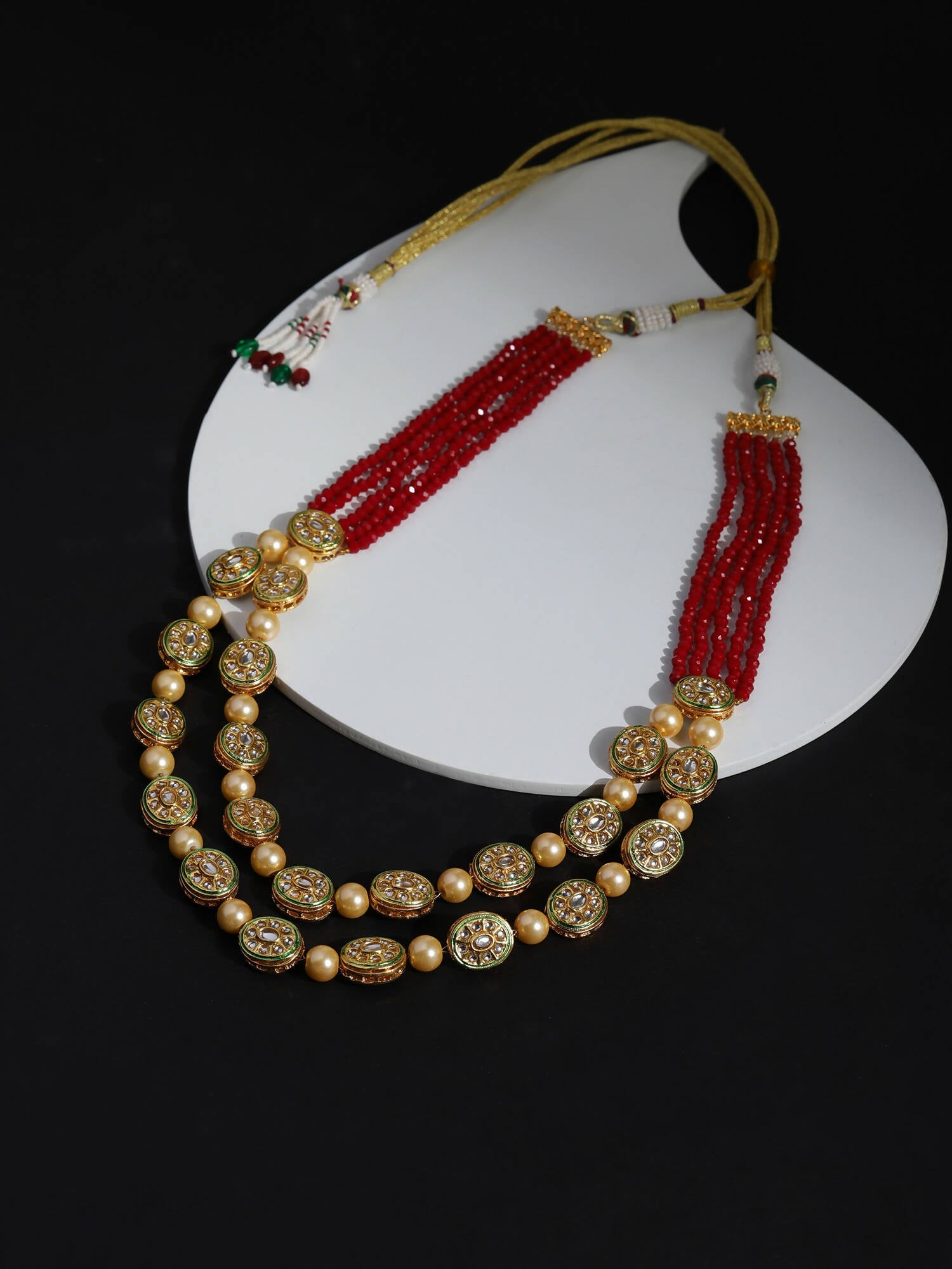 Gold-Toned Red Brass Gold-Plated Necklace - Ruby Raang - Grab2buy