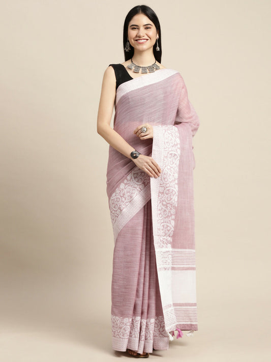 Shree Shyam Fashion Linen Purple Saree