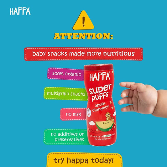 Happa Organic Multigrain Super Puffs Combo Of 4 (8 Months+) Grab2Buy Happa Grab2Buy