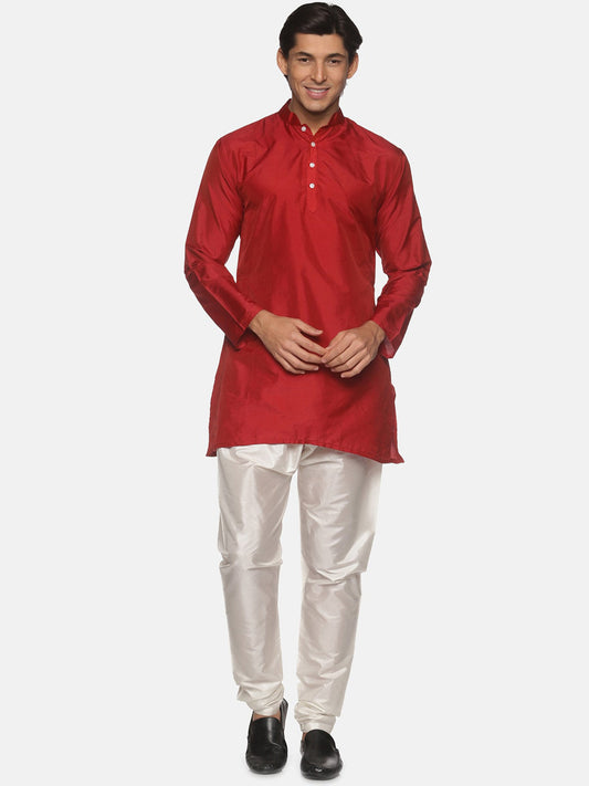 Sethukrishna Men Maroon Kurta with Pyjamas