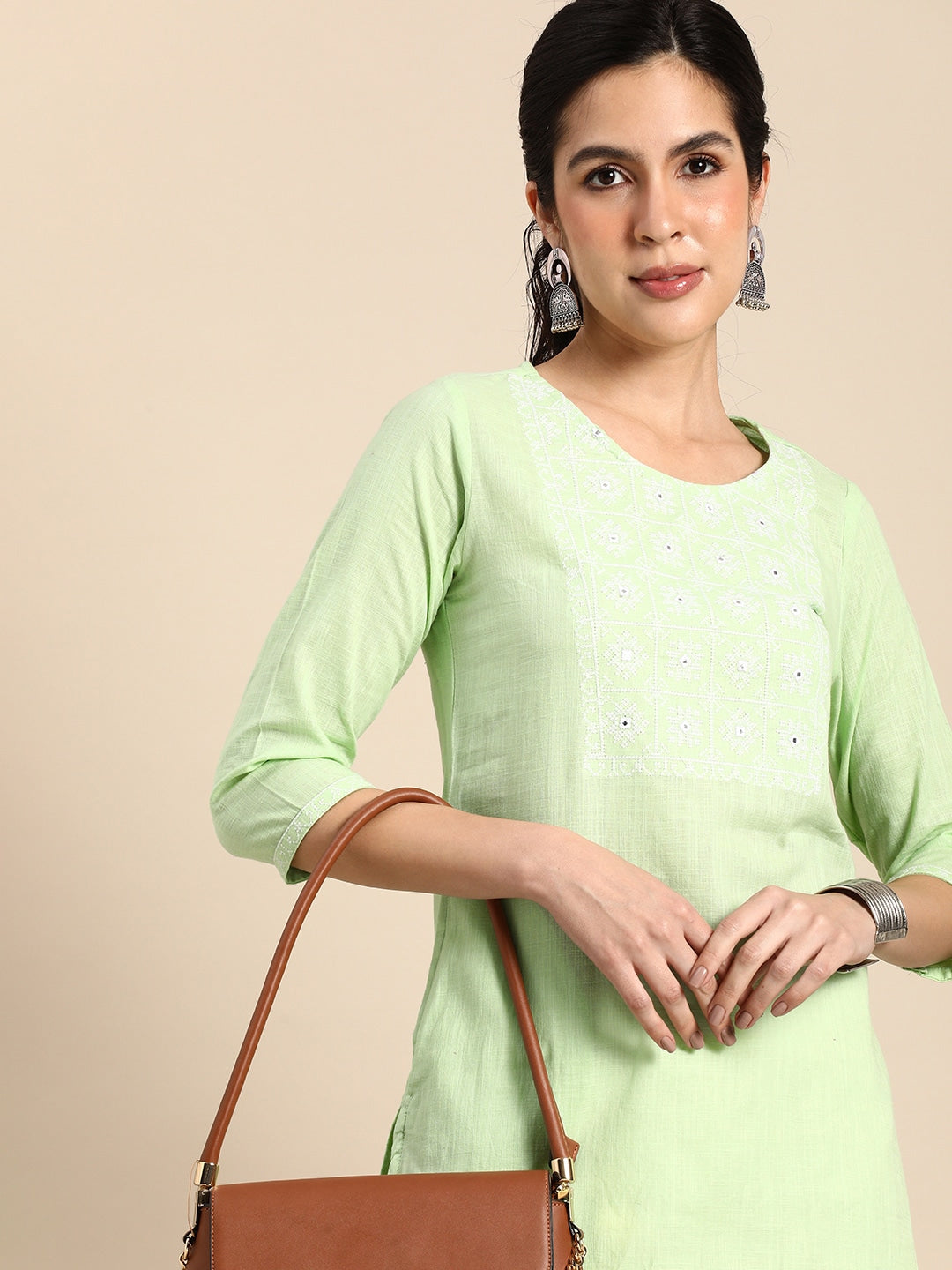 Sangria Women Ethnic Motifs Embroidered Mirror Work Kurta - Grab2buy