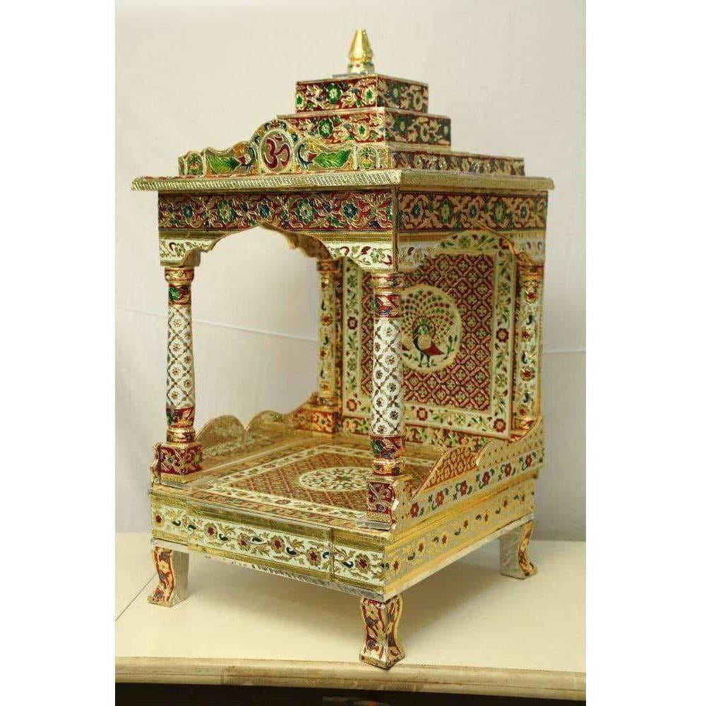 Silver Coated Multi Color Pooja Mandir / Pooja Mandiram Multi Color - Grab2buy
