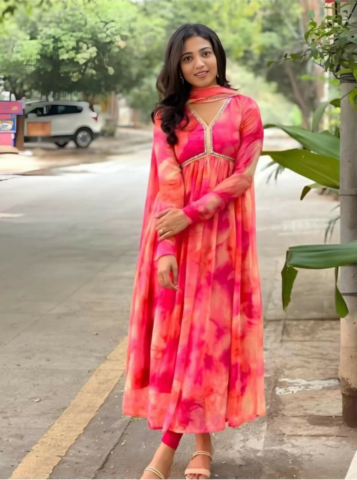 Dishitha Creation Women Floral Printed Designer Gown - Pink - Grab2buy
