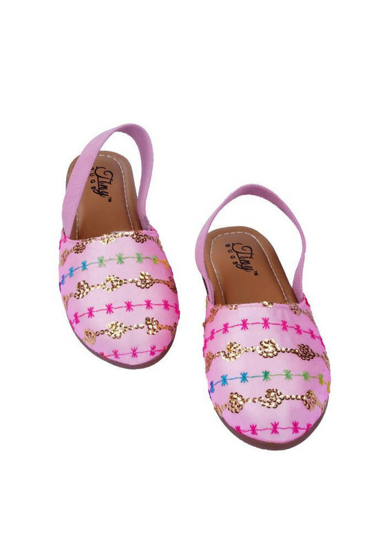 Tiny Bugs Girls Embroidered Strap Ethnic Jutis-Pink Grab2Buy Tiny Bugs Grab2Buy