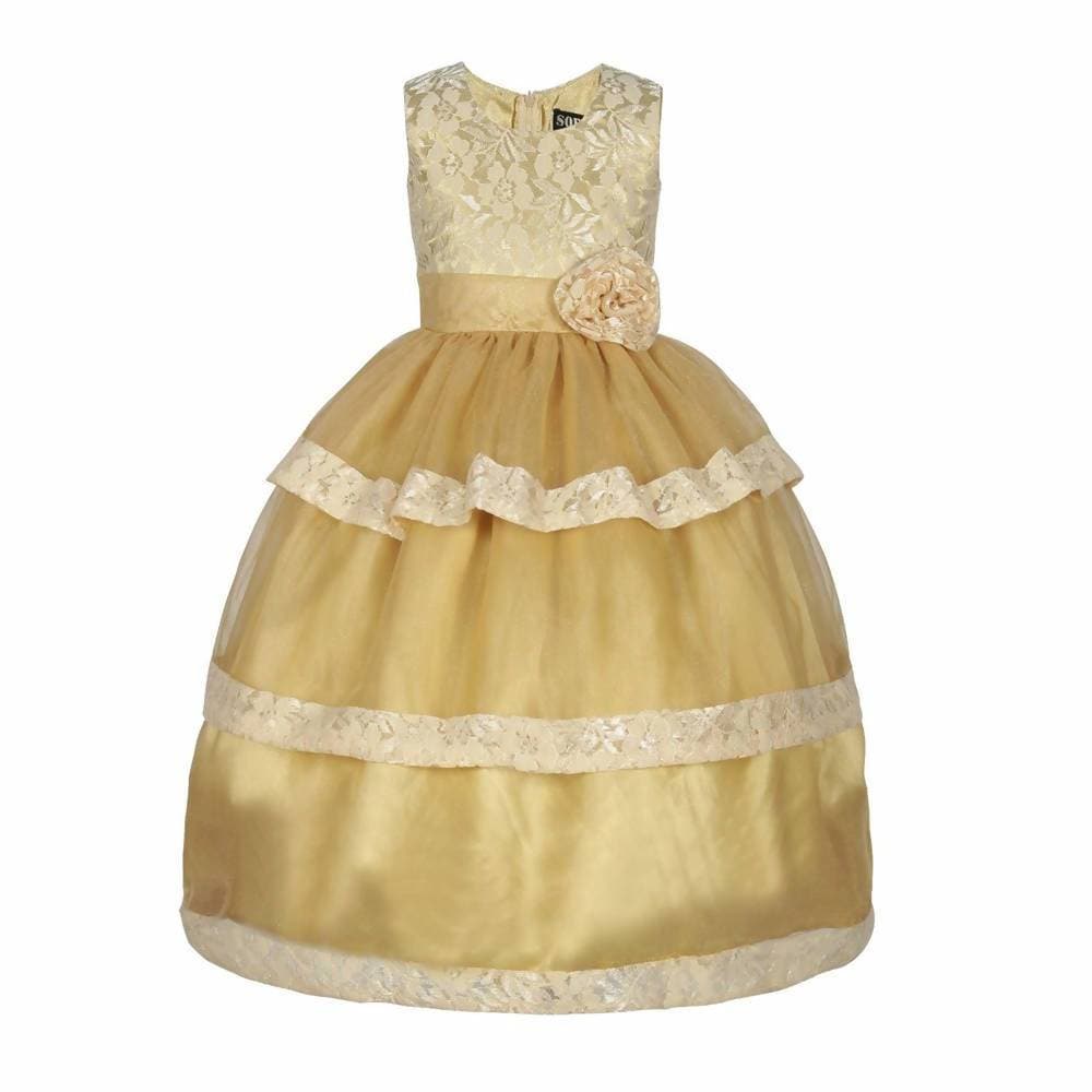 Asmaani Baby Girl's Off White Colour Satin A-Line Maxi Full Length Dress (AS-DRESS_22111) - Grab2buy