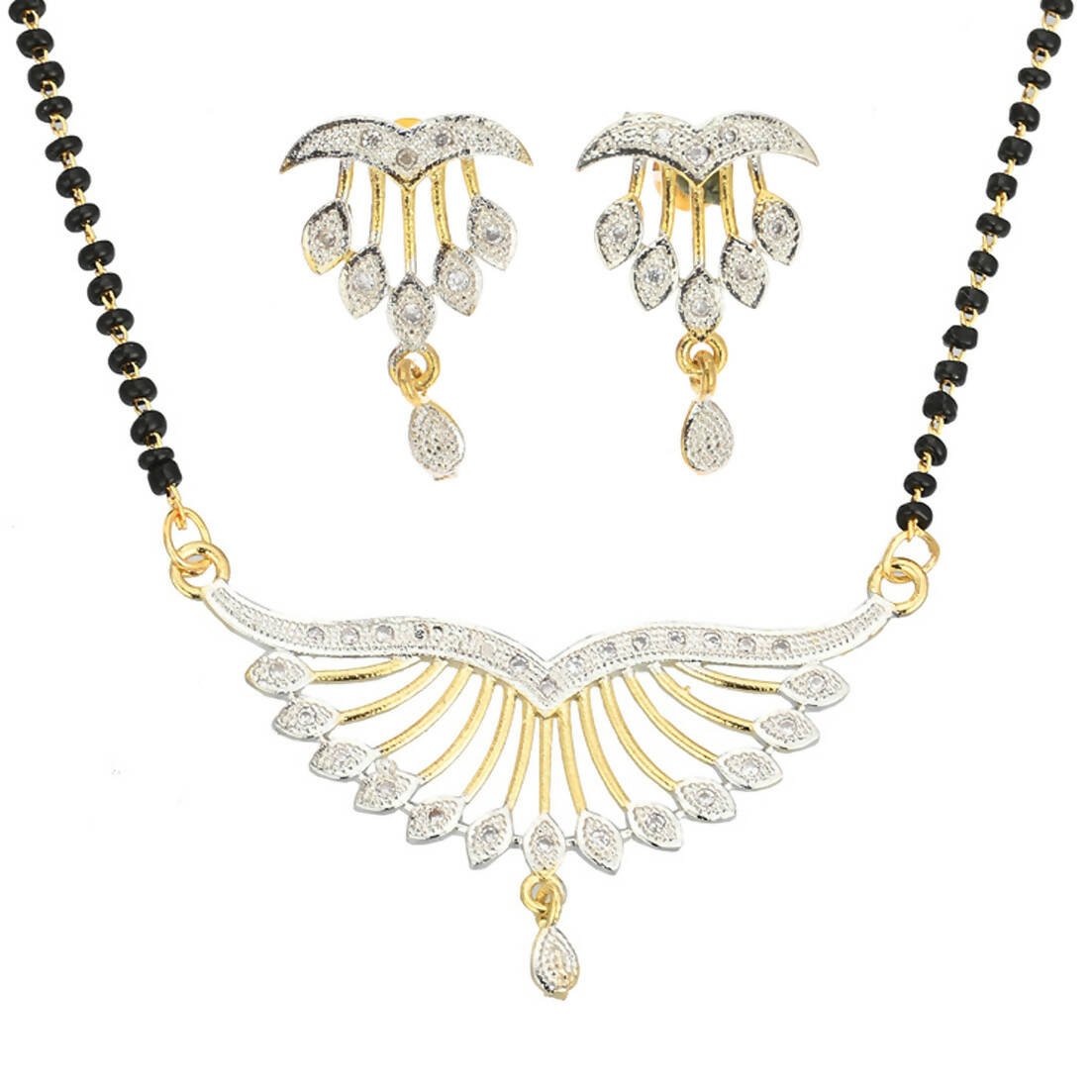 AanyaCentric Gold-plated Mangalsutra Pendant Earring Set & Silver Plated Anklet - Grab2buy