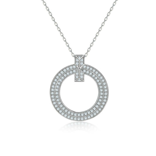 Cauer Elegant 14K White Gold Plated Moissanite Pendant Necklace Grab2Buy Cauer Grab2Buy