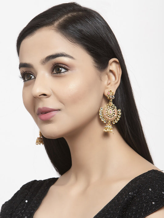 Shining Diva Gold-Toned Dome Shaped Jhumkas - Grab2buy