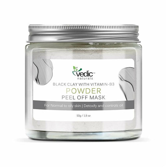 Vedic Naturals Black Clay With Vitamin-B3 Powder Peel Off Mask Grab2Buy Vedic Naturals Grab2Buy