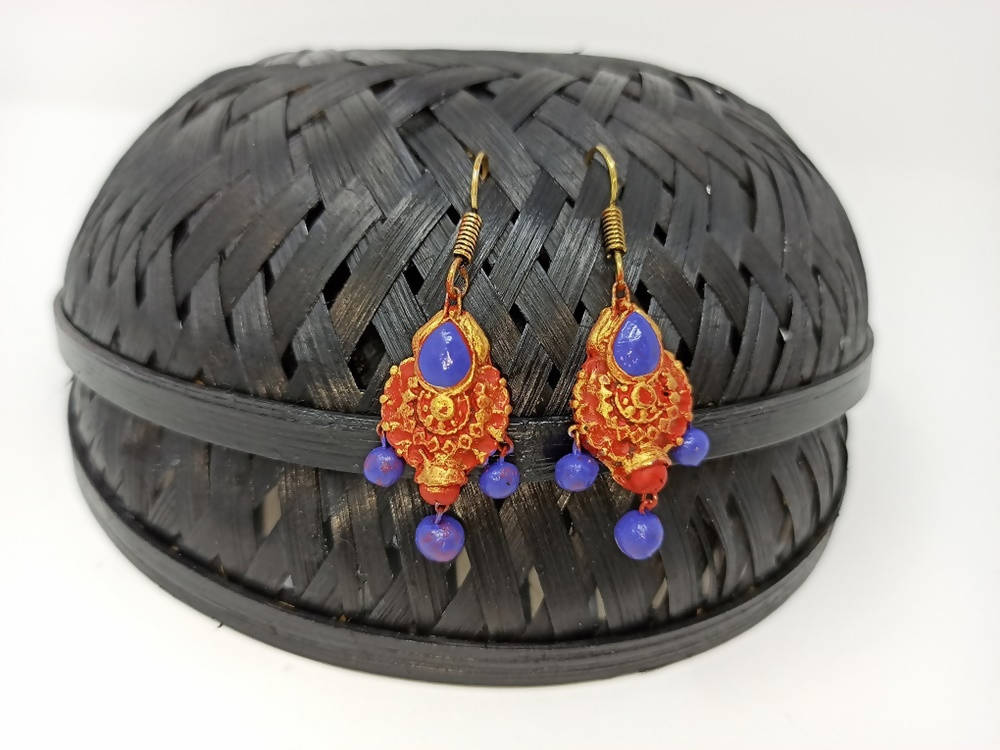Terracotta Boho Style Hangings-Golden Red And Blue