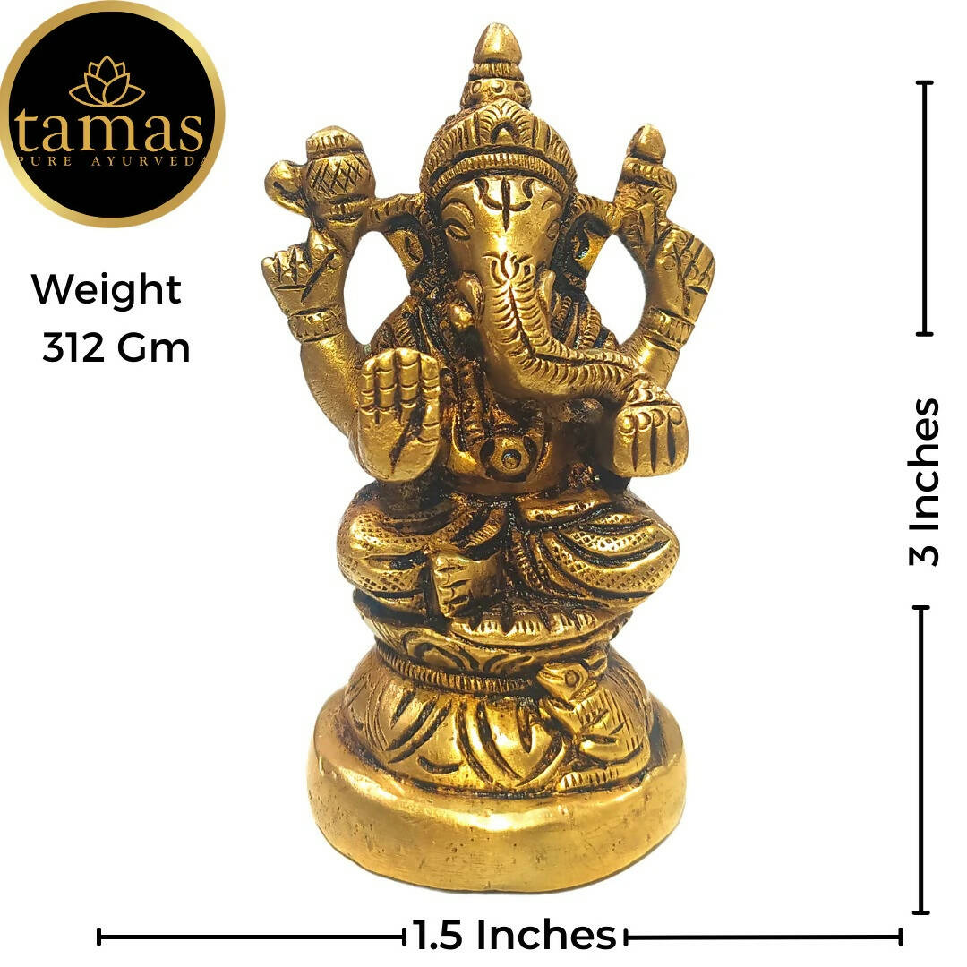 Tamas Brass Handmade Vinayakmoorti Ganesha Statue (Golden) - Grab2buy