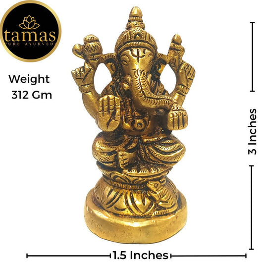 Tamas Brass Vinayakmoorti Ganesha Statue | Golden | Pooja Decor