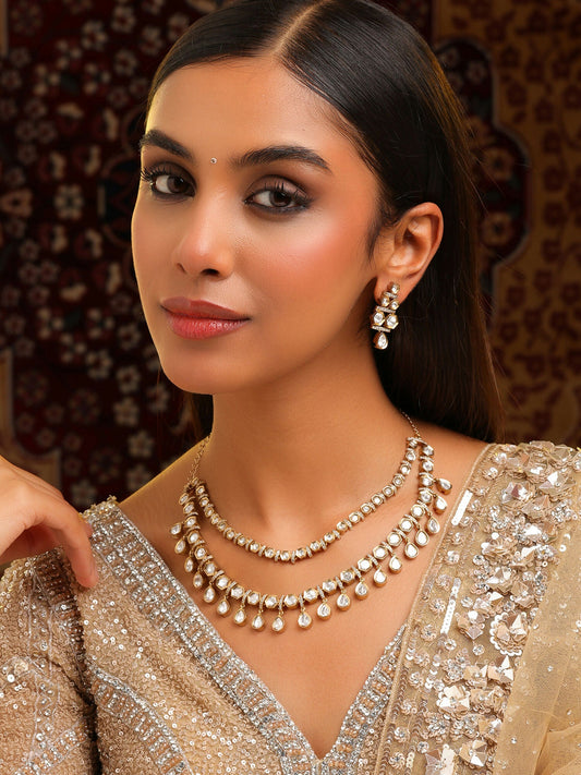 Ruby Raang 3-Layered Neck Piece With Earrings - Distacart