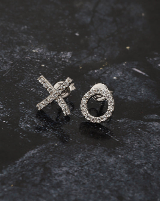 Rhodium Plated Cz Circular Stud Earring For Women - Wahe Jewels Noz2Toz