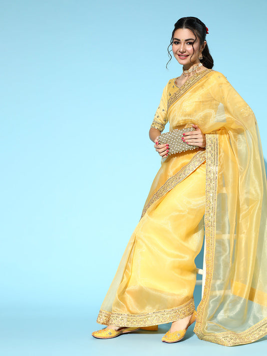 Saree Mall Solid Saree with Woven Design Border