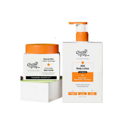 Chemist At Play Exfoliating Body Scrub + AHA Body Lotion Combo Grab2Buy Chemist At Play Grab2Buy