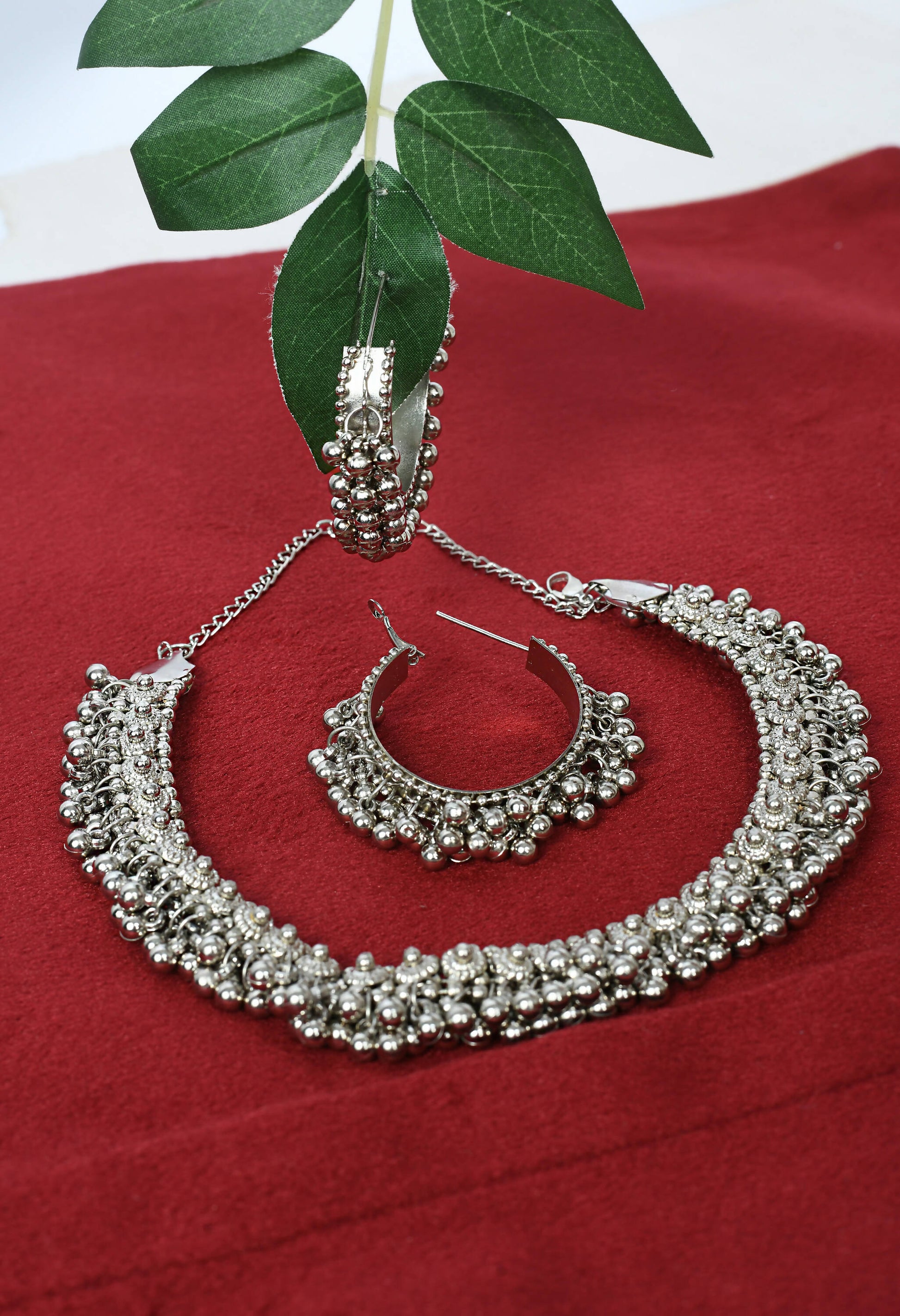 Mominos Fashion Johar Kamal Silver-Plated Brass Finish Ghungroo Work Choker For Women - Grab2buy