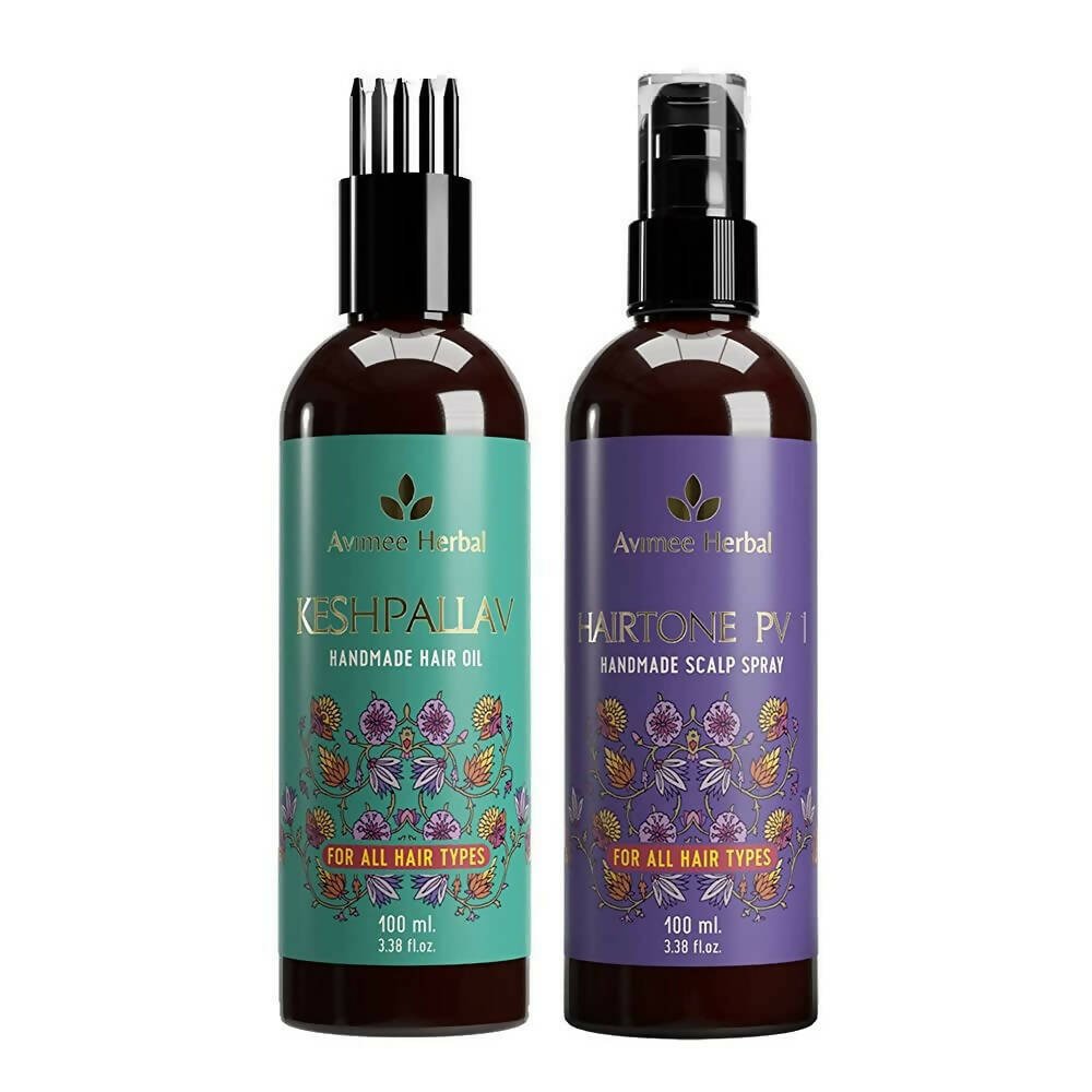Avimee Herbal Keshpallav Hair Oil & Hairtone PV 1 Scalp Spray Combo - Grab2buy